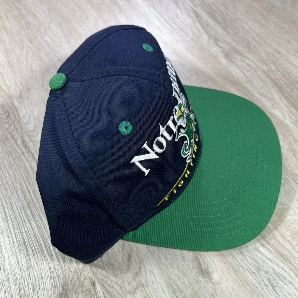 VTG Notre Dame Fighting Irish Snapback Hat Twins Enterprise Blue Green Cap - Picture 9 of 10